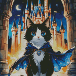 Sakura.ai Harry Cat - Blaues Haus 50×65 | Ai Art
