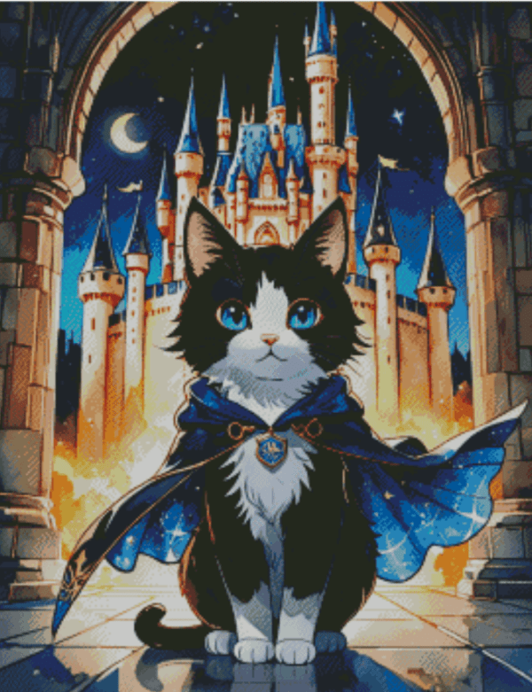 Sakura.ai Harry Cat - Blaues Haus 50×65 | Ai Art