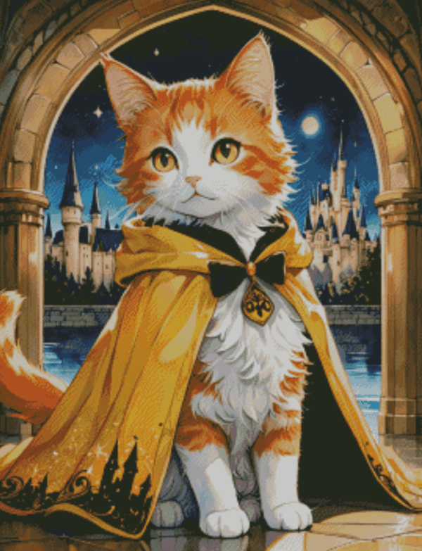Sakura.ai Harry Cat - Gelbes Haus 50×65 | Ai Art