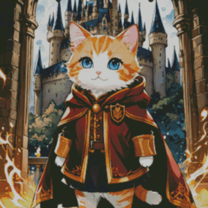 Sakura.ai Harry Cat - Rotes Haus 50×65 | Ai Art
