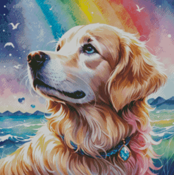 Sakura.ai Rainbow Golden Retriever 50x50 56 Farben | Ai Art