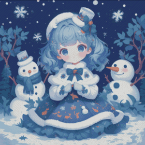 Sakura.ai Happy Snow time 50x50 56 Farben | Ai Art