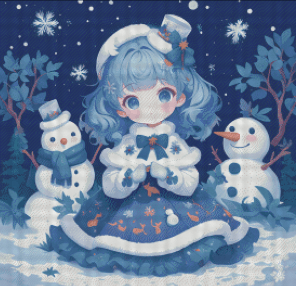 Sakura.ai Happy Snow time 50x50 56 Farben | Ai Art