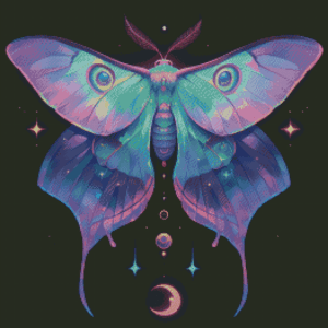 Sakura.ai Lunar Moth Dark 50x50 56 Farben | Ai Art