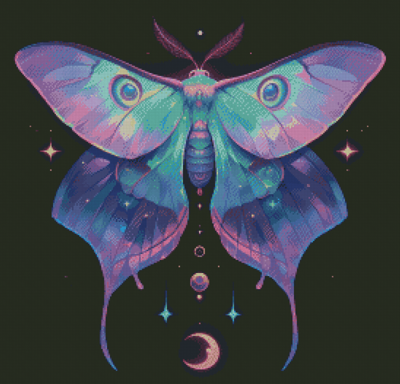 Sakura.ai Lunar Moth Dark 50x50 56 Farben | Ai Art