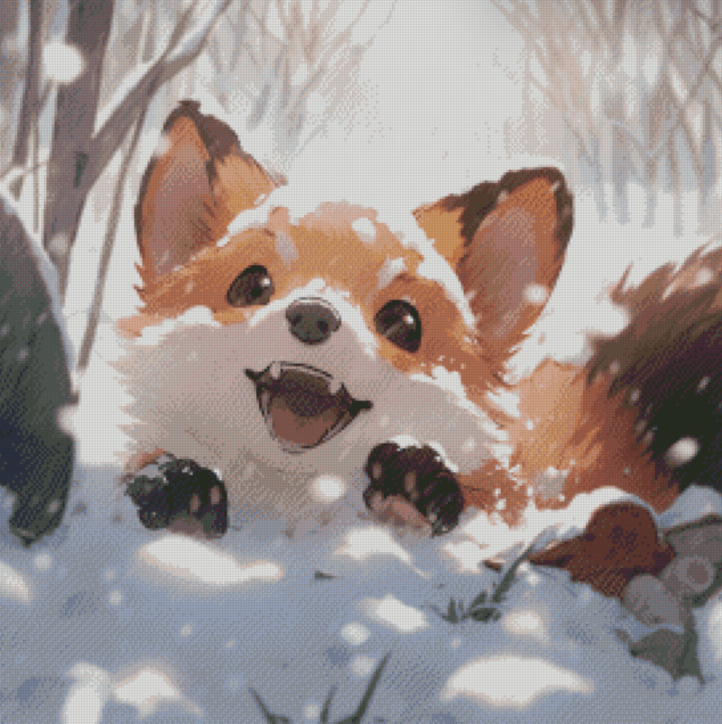 Sakura.ai Foxi im Schnee 50x50 56 Farben | Ai Art