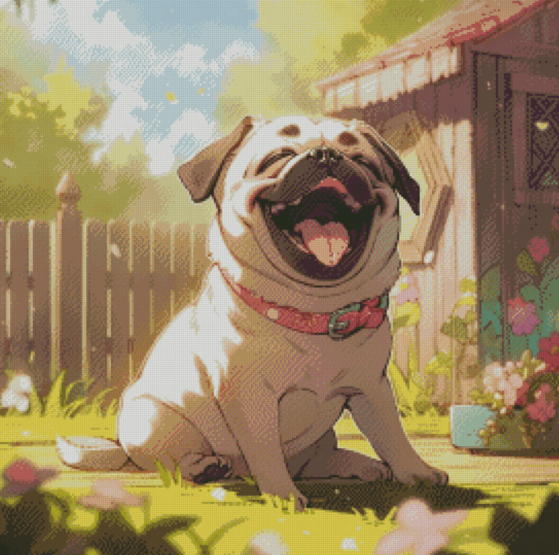 Sakura.ai Happy Mops Welpi 50x50 56 Farben | Ai Art