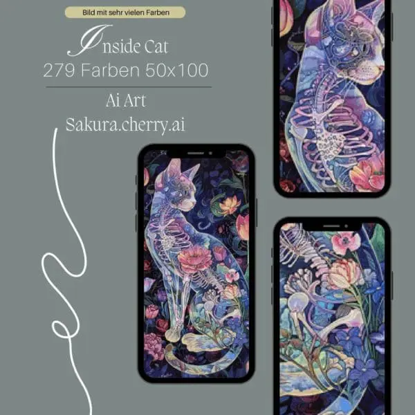 Inside Cat by Sakura.Cherry ai 50x100 279 Farben | Ai Art