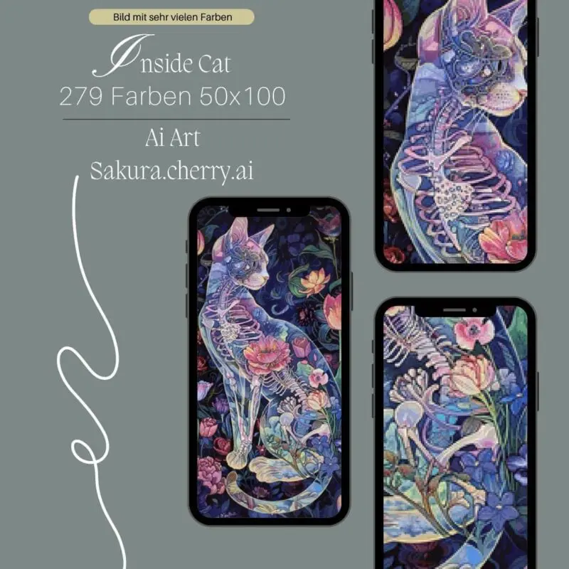 Inside Cat by Sakura.Cherry ai 50x100 279 Farben | Ai Art