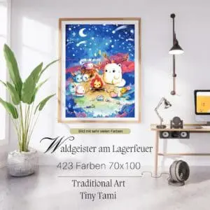 Waldgeister am Lagerfeuer by Tiny Tami 70x100 423 Farben | Ai Art