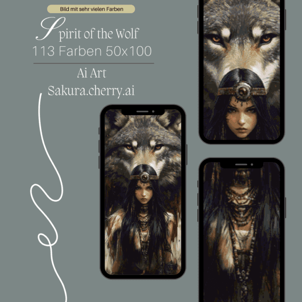 Spirit of the Wolf by Sakura.Cherry ai 50x100 130 Farben | Ai Art