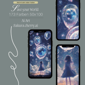 Save your World by Sakura.Cherry ai 50x100 173 Farben | Ai Art