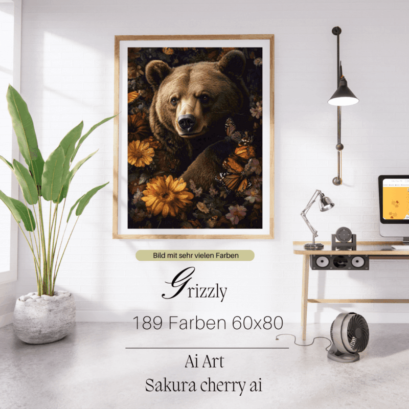 Grizzly by Sakura.Cherry ai 60x80 189 Farben | Ai Art