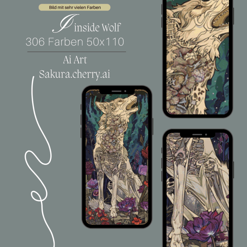Inside Wolf by Sakura.Cherry ai 60×110 306 Farben | Ai Art
