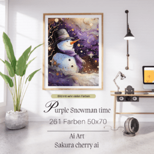 Purple snowman time by Sakura.Cherry ai 50x70 261 Farben | Ai Art
