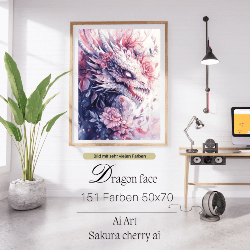 Dragon face by Sakura.Cherry ai 50x70 151 Farben | Ai Art