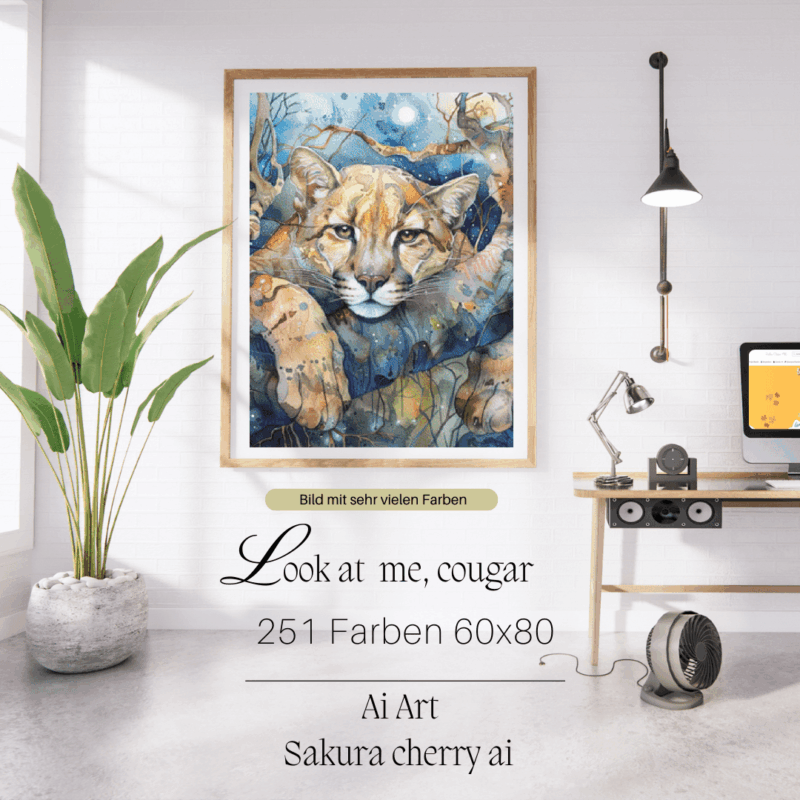 Look at me, cougar by Sakura.Cherry ai 60×80 251 Farben | Ai Art