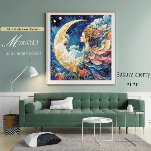 Moon Child by Sakura cherry Ai 80×80 358 Farben | Ai Art