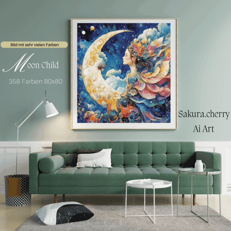 Moon Child by Sakura cherry Ai 80×80 358 Farben | Ai Art