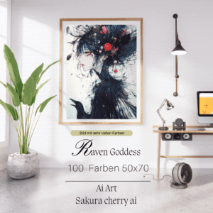 Raven Goddess by Sakura.Cherry ai 60x80 100 Farben | Ai Art