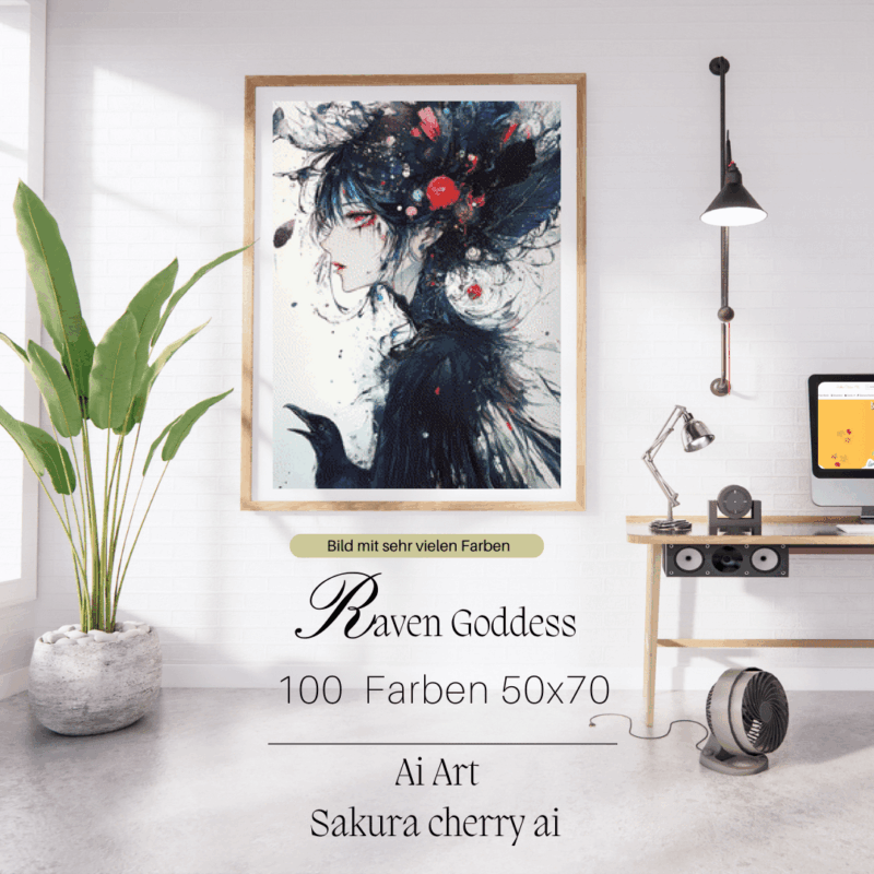 Raven Goddess by Sakura.Cherry ai 60x80 100 Farben | Ai Art