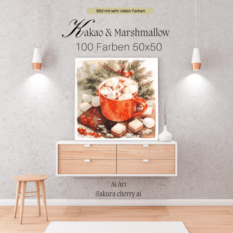 Kakao & Marshmallow by Sakura.Cherry ai 50x50 100 Farben | Ai Art