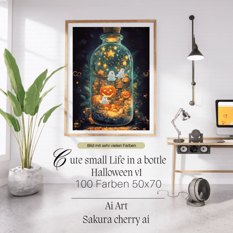 Cute small life in a bottle - Halloween v1 by Sakura Cherry ai 50x70 100 Farben
