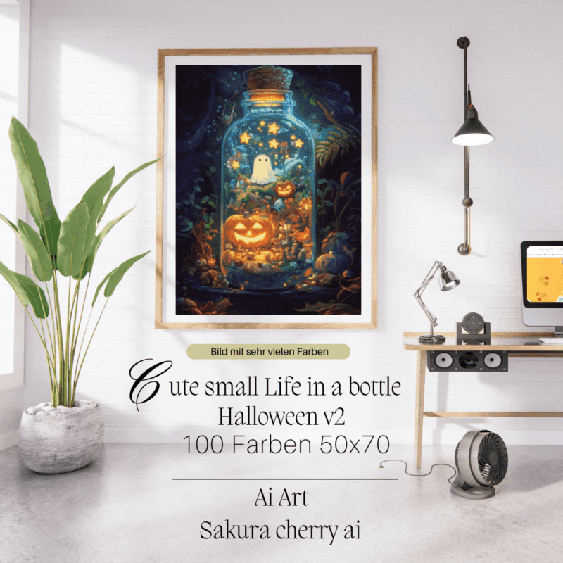 Cute small life in a bottle - Halloween v2 by Sakura Cherry ai 50x70 100 Farben