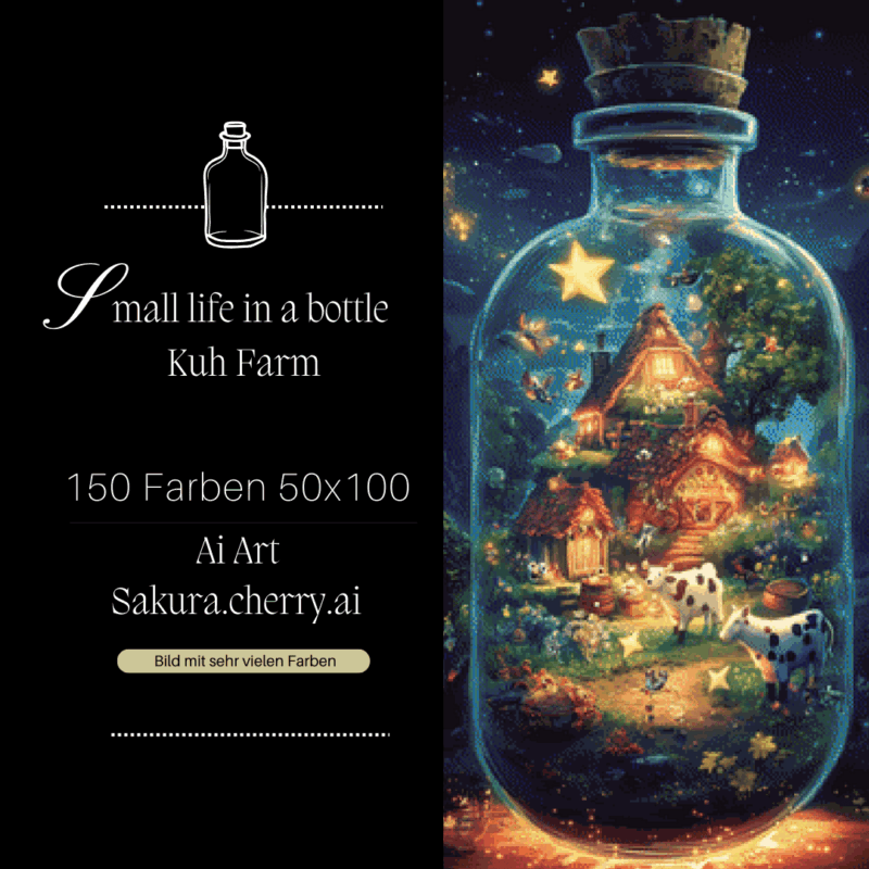 Small life in a bottle - Kuh Farm by Sakura.Cherry ai 50x100 150 Farben | Ai Art