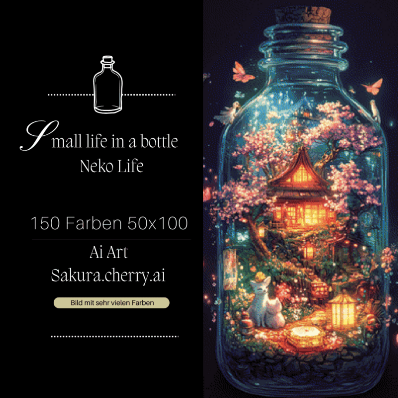 Small life in a bottle - Neko Life by Sakura.Cherry ai 50x100 150 Farben | Ai Art