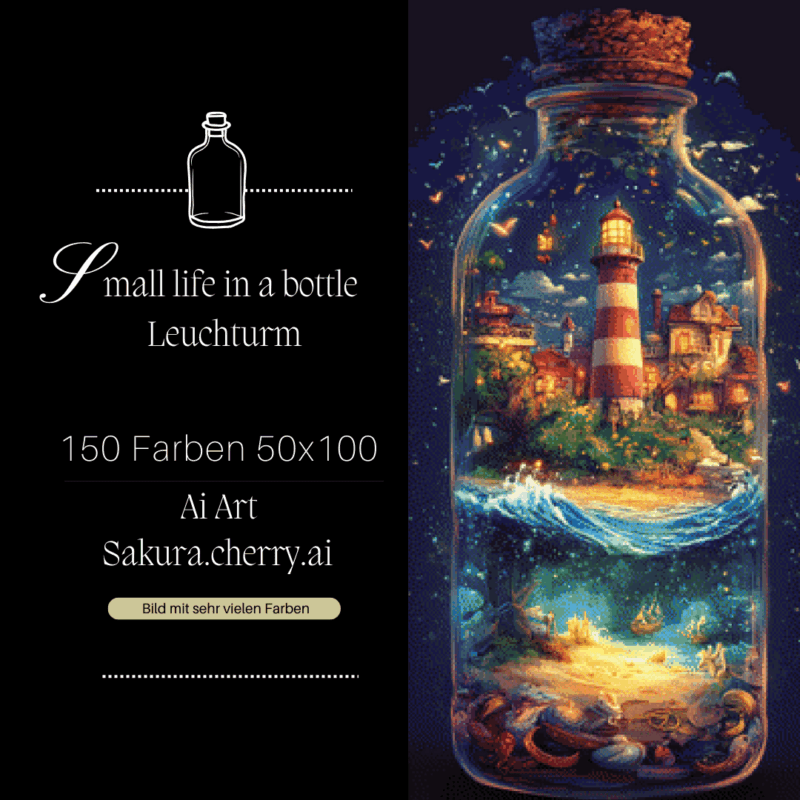 Small life in a bottle – Leuchturm by Sakura.Cherry ai 50x100 150 Farben | Ai Art