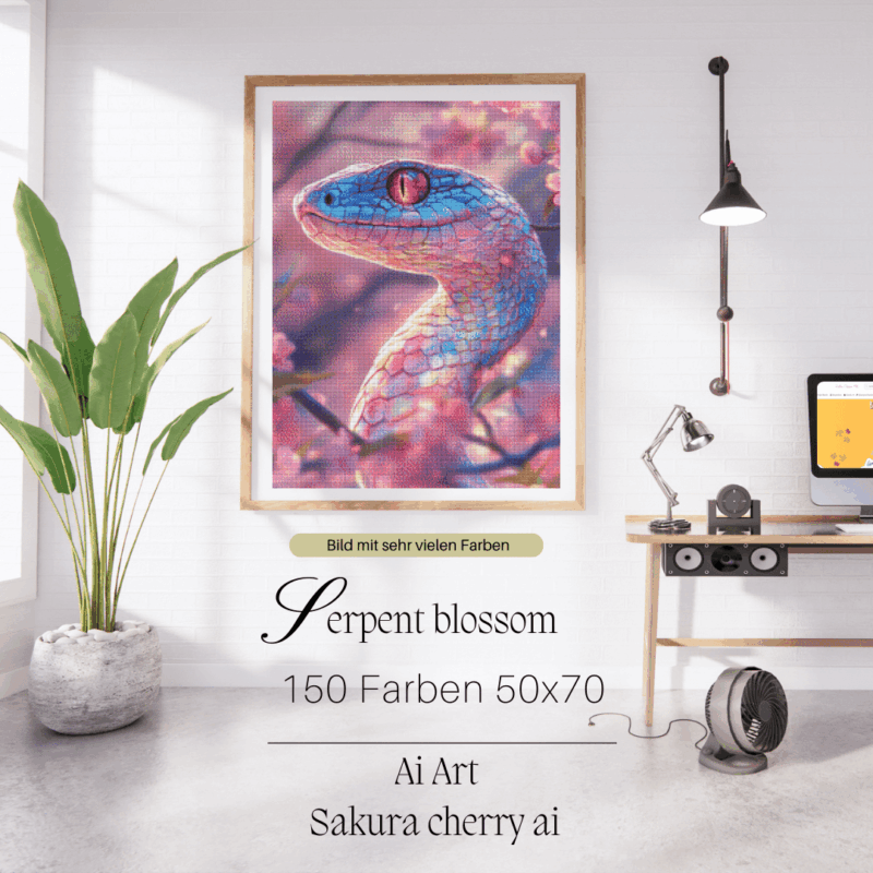 Serpent blossom by Sakura Cherry ai 50x70 100 Farben | Ai Art