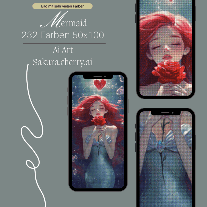 Mermaid by Sakura.Cherry ai 50x100 232 Farben | Ai Art
