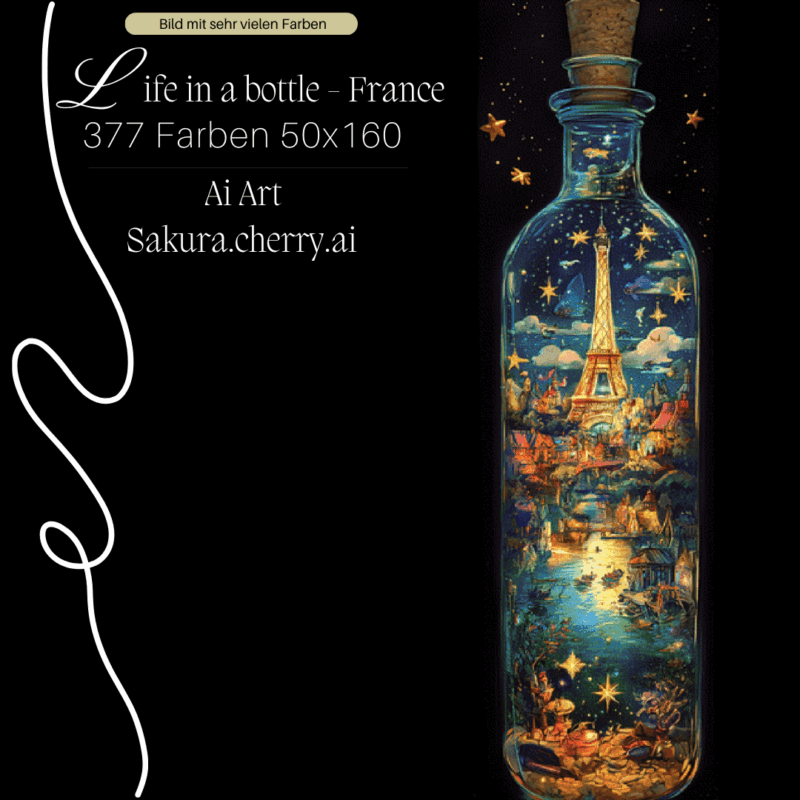 Life in a Bottle - France by Sakura.Cherry ai 50×160 377 Farben | Ai Art