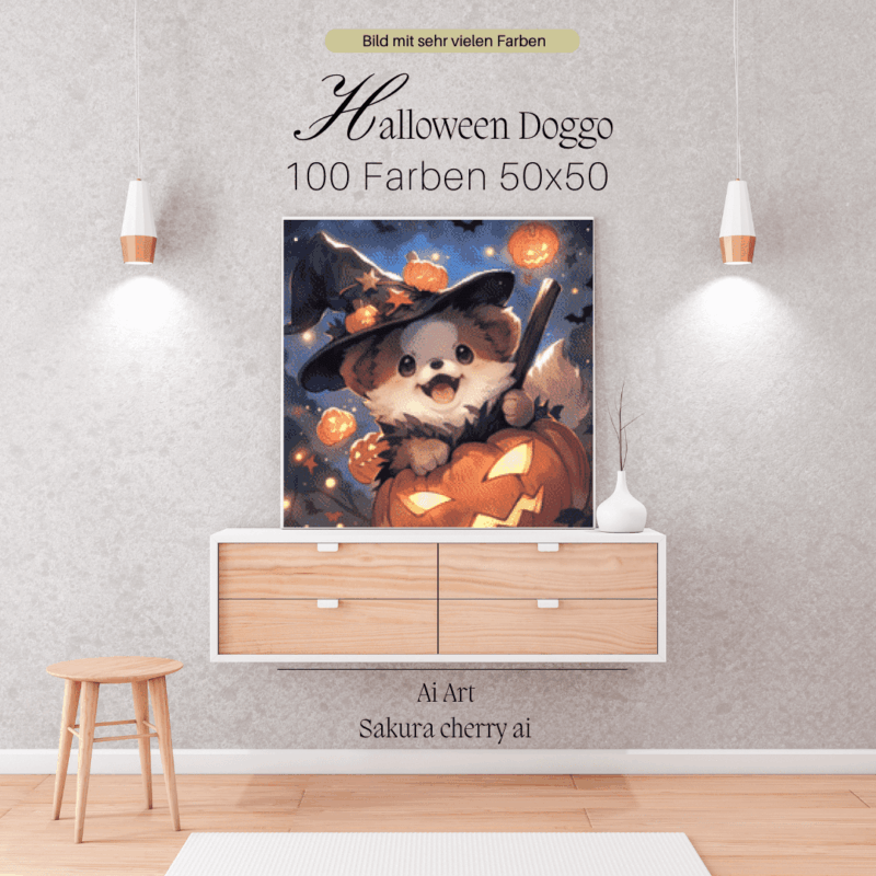 Halloween Doggo by Sakura Cherry ai 50x50 100 Farben