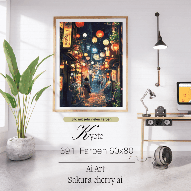 Kyoto by Sakura.Cherry ai 60x80 288 Farben | Ai Art