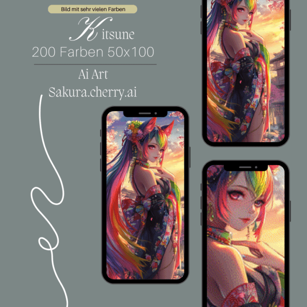 Kitsune by Sakura.Cherry ai 60×100 200 Farben | Ai Art