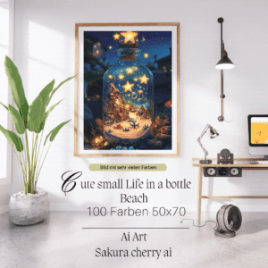 Cute small life in a bottle - Beach by Sakura Cherry ai 50x70 100 Farben