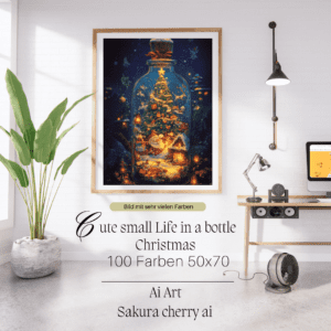 Cute small life in a bottle - Christmas by Sakura Cherry ai 50x70 100 Farben
