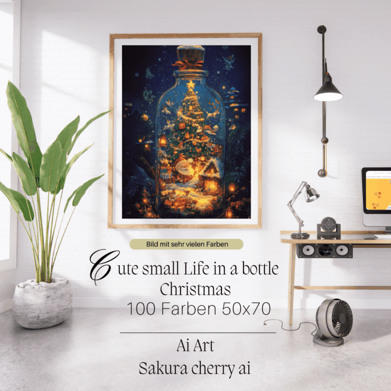 Cute small life in a bottle - Christmas by Sakura Cherry ai 50x70 100 Farben