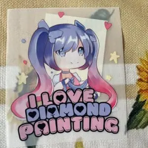 Bügelbild ' I love Diamond Painting ' mit Pichu Maskottchen (Pichu System)