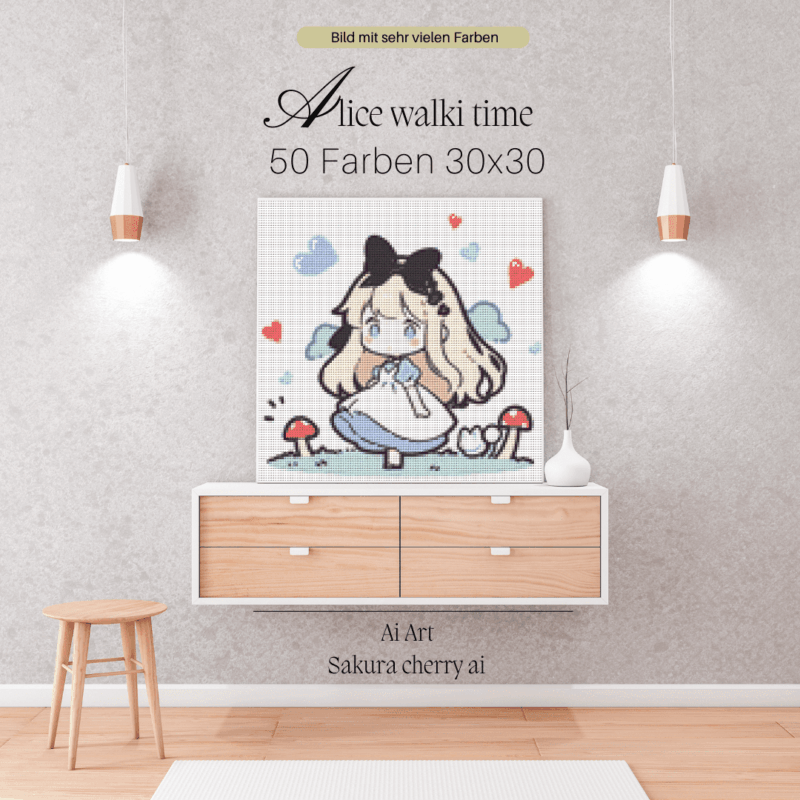 Alice walki time by Sakura Cherry ai 30x30 50 Farben | Ai Art