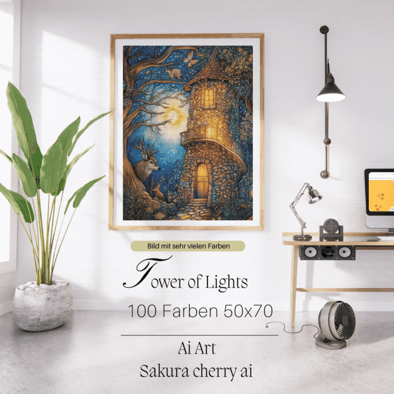Tower of Light by Sakura Cherry ai 50x70 100 Farben | Ai Art