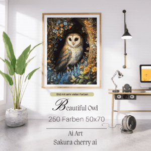 Beautiful Owl by Sakura Cherry ai 50x70 250 Farben | Ai Art