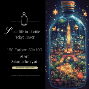 Small life in a bottle - Tokyo Tower by Sakura.Cherry ai 50x100 150 Farben | Ai Art