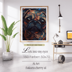 Look in to my Eyes (Mops) by Sakura Cherry ai 50x70 100 Farben | Ai Art