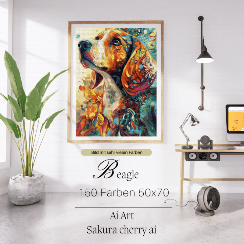 Beagle by Sakura Cherry ai 50×70 100 Farben | Ai Art