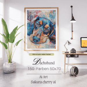 Dachshund by Sakura Cherry ai 50x70 150 Farben | Ai Art