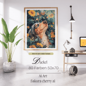 Dackel by Sakura Cherry ai 50x70 80 Farben | Ai Art