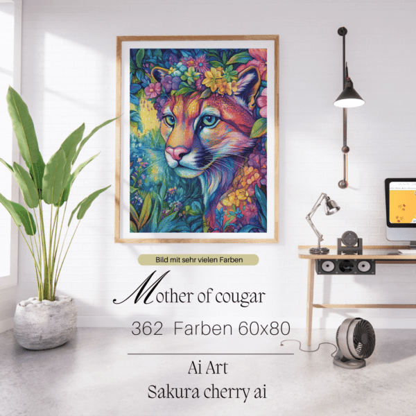 Mother of Cougar by Sakura.Cherry ai 60x80 362 Farben LAGER – Bild 2